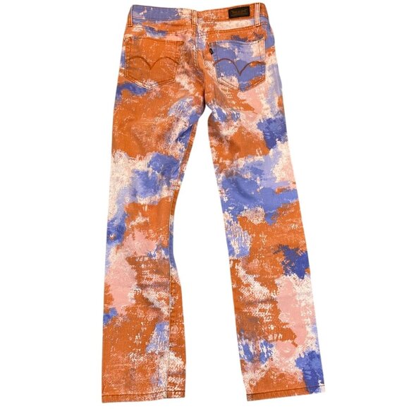Levis Women's Jeans Size 6M 28x32 Mid Rise Skinny Orange TieDye Denim Hippie - Picture 2 of 12